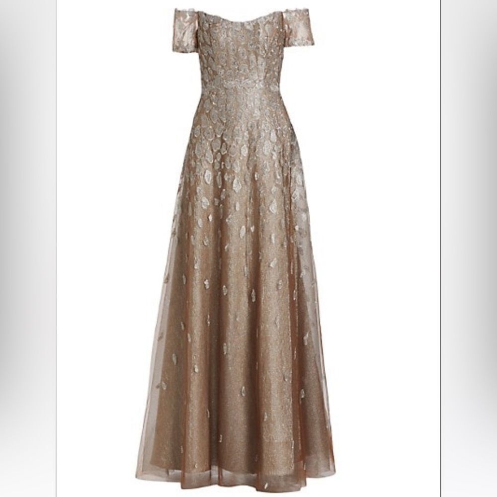 RENE RUIZ OFF SHOULDER CHAMPAIGN GOWN - Picture 2 of 4